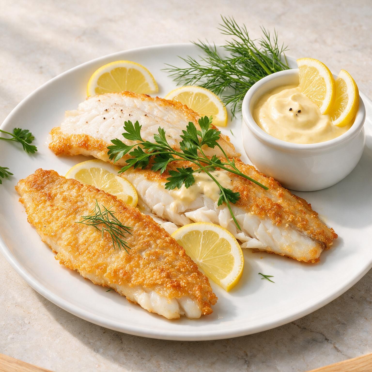 Tilápia crocante na air fryer com molho cremoso de limão