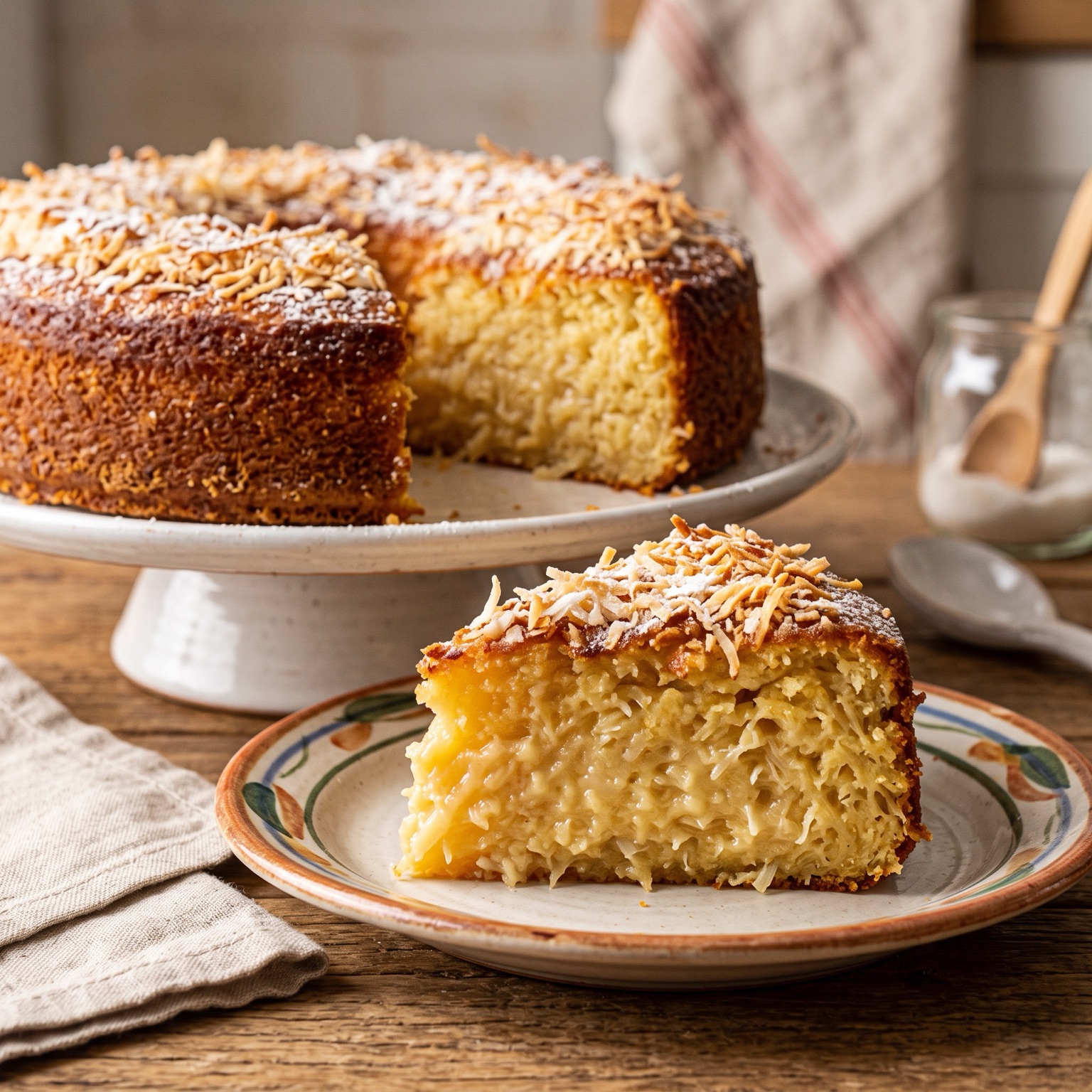 Bolo de Mandioca com Coco Cremoso